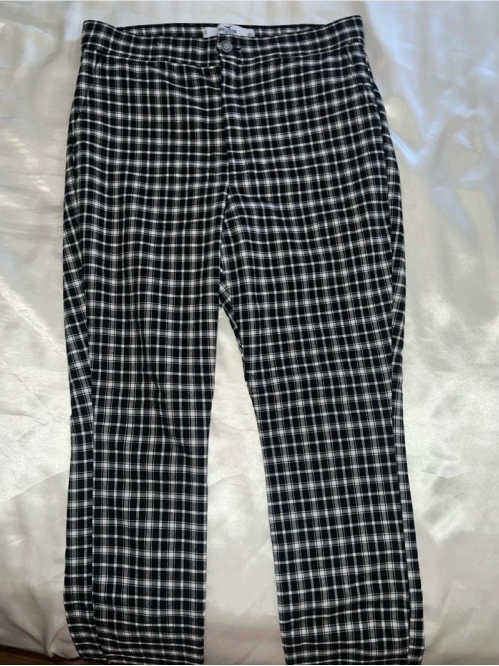 Hollister Black & White Plaid Women's Trousers